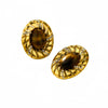 Women's Fashion Light Luxury Titanium Steel Earrings With Oval Tiger Eye Stone And Diamond Electroplated Geometric Design