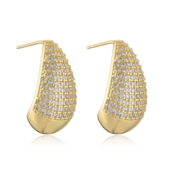 Women's Fashion Luxury Zircon Water Drop Earrings Copper Microinlay Geometric Style