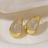 Women's Fashion Luxury Zircon Water Drop Earrings Copper Microinlay Geometric Style