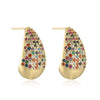 Women's Fashion Luxury Zircon Water Drop Earrings Copper Microinlay Geometric Style