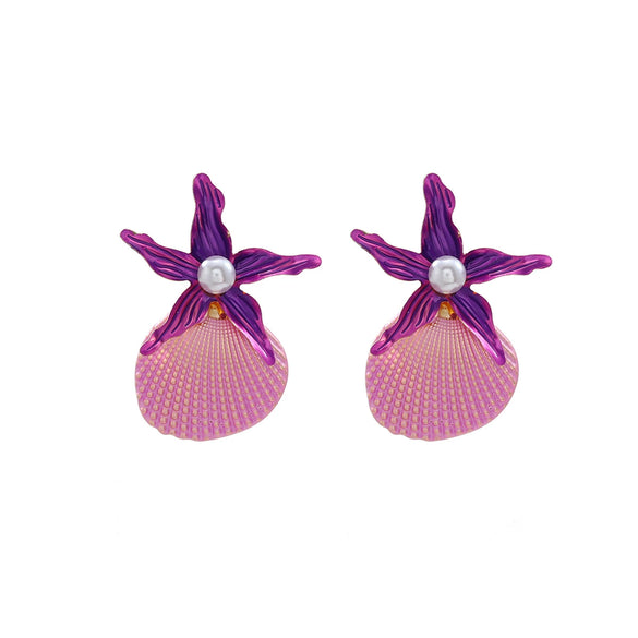 Women's Fashion Marine Style Zinc Alloy Geometric Starfish Shell Imitation Pearl Earrings