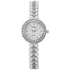 Women's Fashion Metal Alloy Stainless Steel Pearl Chain Round Dial Fritillary Pattern Watch