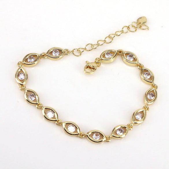 Women's Fashion Metal Love Heart Zircon Goldplated Bracelet Jewelry