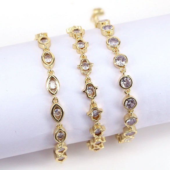 Women's Fashion Metal Love Heart Zircon Goldplated Bracelet Jewelry
