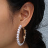 Women's Fashion Metal Pearl Geometric Ring Drop Earrings With Electroplated Finish