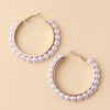 Women's Fashion Metal Pearl Geometric Ring Drop Earrings With Electroplated Finish