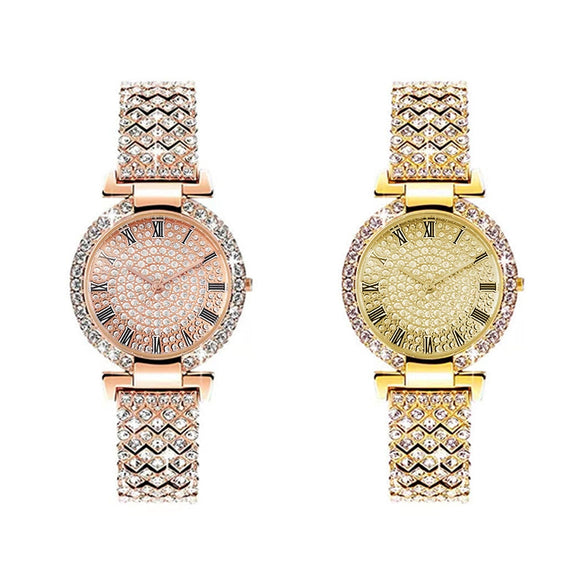 Women's Fashion Metal Quartz Watch With Round Dial And Jewelry Buckle