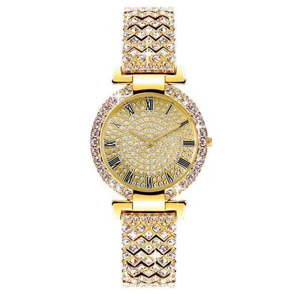 Women's Fashion Metal Quartz Watch With Round Dial And Jewelry Buckle
