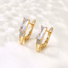 Women's Fashion Metal U Shaped Geometric Zircon Earrings With Electroplated Textured Finish