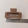 Women's Fashion Milk Curry Color Frosted Acrylic Hair Clip Geometric Hollow Rectangular Handmade Grip