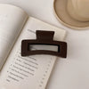 Women's Fashion Milk Curry Color Frosted Acrylic Hair Clip Geometric Hollow Rectangular Handmade Grip