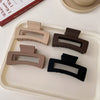 Women's Fashion Milk Curry Color Frosted Acrylic Hair Clip Geometric Hollow Rectangular Handmade Grip