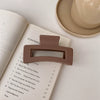 Women's Fashion Milk Curry Color Frosted Acrylic Hair Clip Geometric Hollow Rectangular Handmade Grip