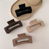 Women's Fashion Milk Curry Color Frosted Acrylic Hair Clip Geometric Hollow Rectangular Handmade Grip