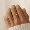 Women's Fashion Minimalist Geometric Heart Shaped S925 Sterling Silver Tassel Chain Adjustable Ring With Electroplating