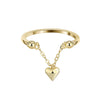 Women's Fashion Minimalist Geometric Heart Shaped S925 Sterling Silver Tassel Chain Adjustable Ring With Electroplating