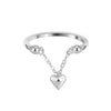 Women's Fashion Minimalist Geometric Heart Shaped S925 Sterling Silver Tassel Chain Adjustable Ring With Electroplating