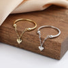 Women's Fashion Minimalist Geometric Heart Shaped S925 Sterling Silver Tassel Chain Adjustable Ring With Electroplating
