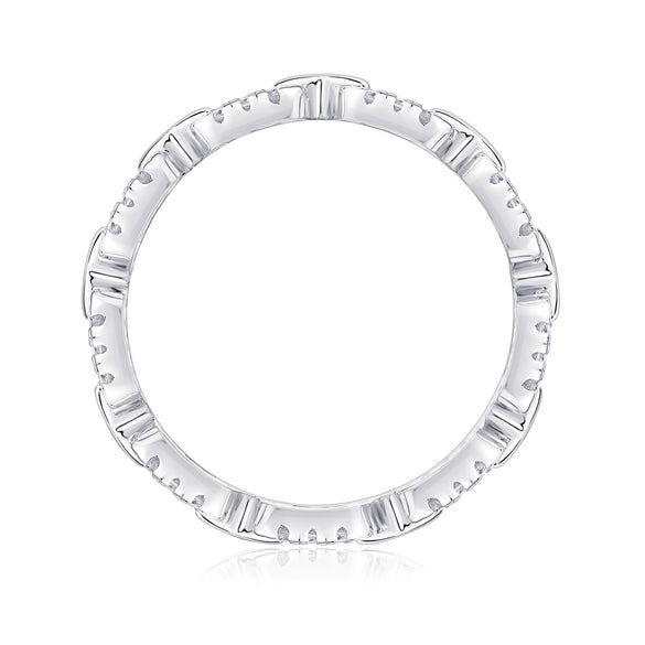 Women's Fashion Moissanite Ring In S925 Silver With Geometric Pattern And Diamond Setting