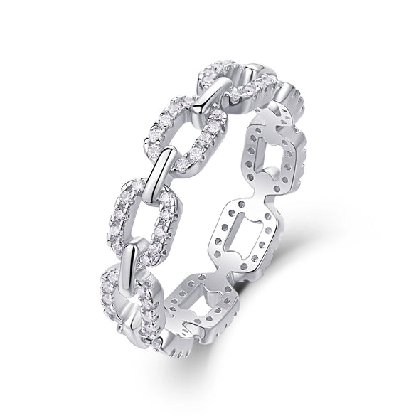 Women's Fashion Moissanite Ring In S925 Silver With Geometric Pattern And Diamond Setting