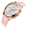 Women's Fashion Multifunction Chronograph Calendar Watch Alloy Case Genuine Leather Strap Round Dial Stainless Steel Clasp