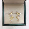 Women's Fashion Natural Freshwater Pearl Earrings With Multibead And Star Design Oblate Shape Alloy Inlaid Artificial Gemstone And Semiprecious Stone