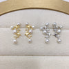 Women's Fashion Natural Freshwater Pearl Earrings With Multibead And Star Design Oblate Shape Alloy Inlaid Artificial Gemstone And Semiprecious Stone