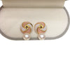 Women's Fashion Natural Freshwater Pearl Round Oblate Pink Windmill Earrings 18K Gold