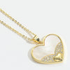 Women's Fashion Niche Heartshaped Motherofpearl Pendant Necklace Copper Electroplating Mixed Gemstone Setting O Word Chain