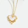 Women's Fashion Niche Heartshaped Motherofpearl Pendant Necklace Copper Electroplating Mixed Gemstone Setting O Word Chain