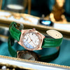 Women's Fashion Octagon Dial Alloy Case Genuine Leather Strap Diamondencrusted Quartz Watch