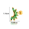 Women's Fashion Ol Colorful Marquiseshaped Flowerpatterned Zircon Inlaid Stainless Steel Electroplated Cartilage Piercing Earrings