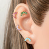 Women's Fashion Ol Colorful Marquiseshaped Flowerpatterned Zircon Inlaid Stainless Steel Electroplated Cartilage Piercing Earrings