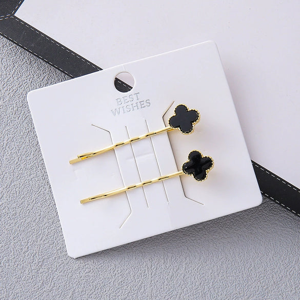 Women's Fashion Ol Geometric Alloy Electroplated Rabbit Head Four Leaf Clover One Word Clip Hairpin Hair Accessories