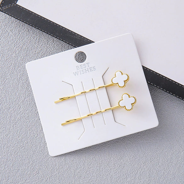 Women's Fashion Ol Geometric Alloy Electroplated Rabbit Head Four Leaf Clover One Word Clip Hairpin Hair Accessories