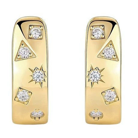 Women's Fashion Ol Geometric Moissanite Inlaid 925 Silver Earrings
