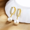 Women's Fashion Pearl Earrings With Geometric Pattern And 18K Gold Diamond Plating