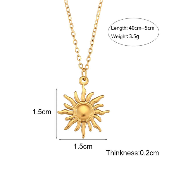 Women's Fashion Pendant Jewelry With Geometric Pattern Titanium And Stainless Steel Ochain Necklace Electroplated With Sun Moon Star Pendant