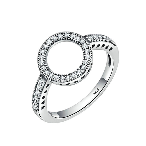 Women's Fashion Pvc Geometric Diamond Halo Ring With Popular Style Treated Finish