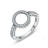 Women's Fashion Pvc Geometric Diamond Halo Ring With Popular Style Treated Finish