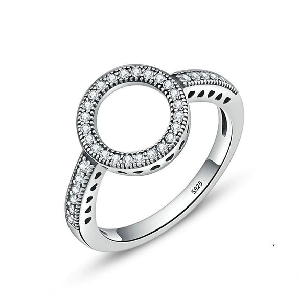 Women's Fashion Pvc Geometric Diamond Halo Ring With Popular Style Treated Finish