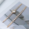 Women's Fashion Quartz Bracelet Watch Set Chalcedony Diamond Alloy Round Dial