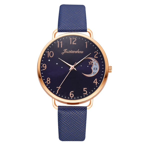 Women's Fashion Quartz Watch Set With Round Dial Alloy Case Textile Strap And Glass Mirror