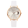Women's Fashion Quartz Watch Set With Round Dial Alloy Case Textile Strap And Glass Mirror