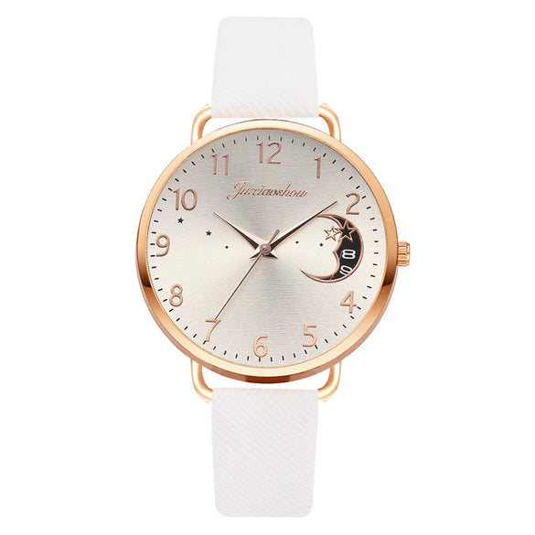 Women's Fashion Quartz Watch Set With Round Dial Alloy Case Textile Strap And Glass Mirror