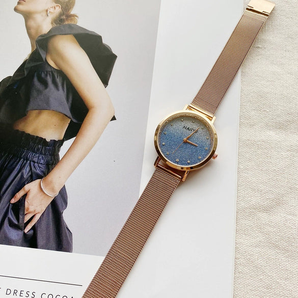 Women's Fashion Quartz Watch With Alloy Case Gradient Star Design