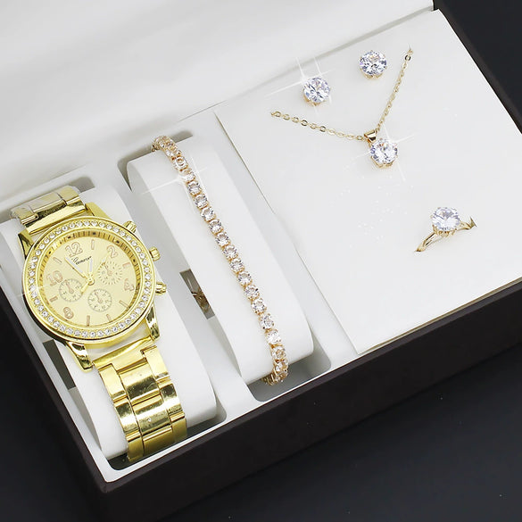 Women's Fashion Quartz Watch With Alloy Case Imitation Leather Strap And Stainless Steel Clasp Round Dial