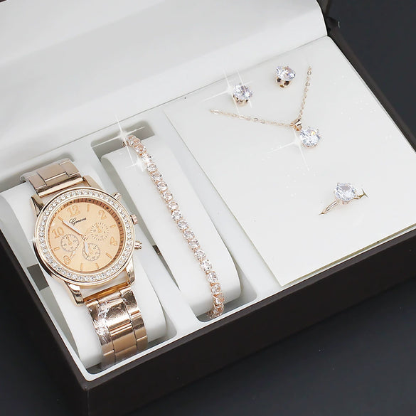 Women's Fashion Quartz Watch With Alloy Case Imitation Leather Strap And Stainless Steel Clasp Round Dial