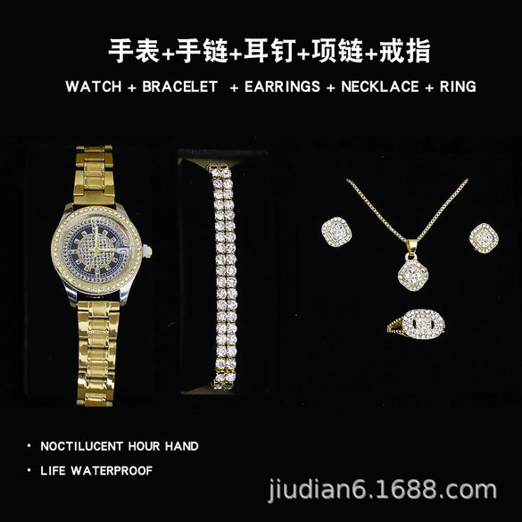 Women's Fashion Quartz Watch With Alloy Case Imitation Leather Strap And Stainless Steel Clasp Round Dial