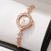 Women's Fashion Quartz Watch With Rhinestones Round Dial Alloy Strap And Case Free Adjustment